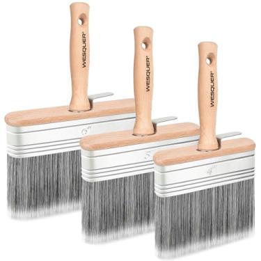 Imagem de Wesquer Deck Pincel para manchas pacote com 3 (10 cm, 12,7 cm, 15 cm), serve para extensão, tinta ampla e pincel de cal para deck, cerca, parede, móveis – Todas as tintas e manchas