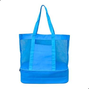Imagem de Bolsa de Praia Piscina Academia Piqueniques Com Compartimento Térmico (Azul)