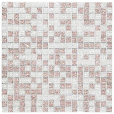 Imagem de Kit 1m² Pastilha de Vidro Galliano 30cm X 30cm Branco/Rosa