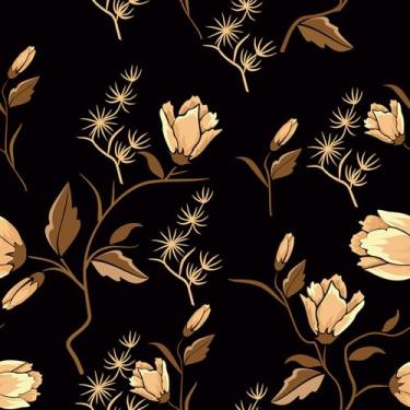 Imagem de FANCYEASY Papel de parede floral preto e dourado, descasque e cole vintage, rosa dourada, papel de parede floral escuro para quarto, impermeável, papel de contato autoadesivo removível para