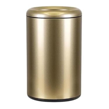 Imagem de lixeira de 3,1 galões com tampa aberta lixeira com filtros de odor, cesto de lixo redondo moderno de aço inoxidável com anel de pressão e lixeira interna removível para cozinha (ouro champanhe)