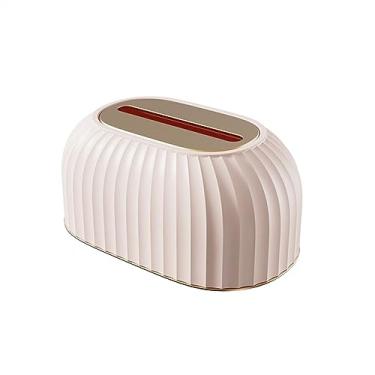 Imagem de Suporte de caixa de lenços nórdico listrado caixa de papel higiênico suporte de guardanapo de mesa dispensador de papel de seda decoração de casa capa de caixa de lenços faciais (rosa)