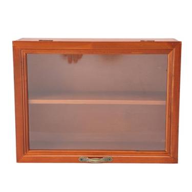 Imagem de Pissente Organizador de Mesa de Madeira, Caixa de Exibição de Madeira de 2 Camadas para Miniaturas e Cosméticos para Armazenamento Em Prateleira de Mesa de Balcão, 11,8x4,3x9,1 pol.