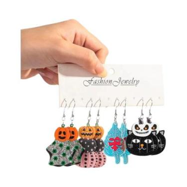 Imagem de Brincos De Halloween Para Mulheres Em Acrílico Com Formato De Abóbora,