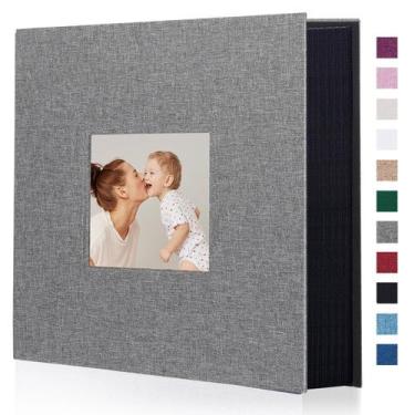 Imagem de Álbum de fotos Artmag 4x6, capacidade de 1000 fotos, linho, cinza