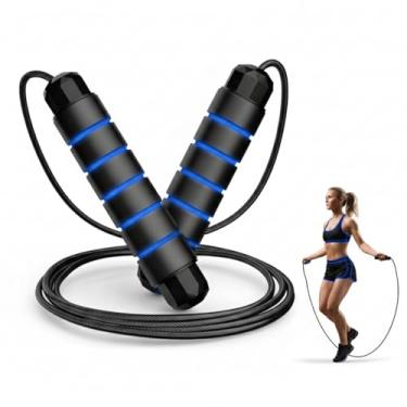 Imagem de Corda de Pular Crossfit Speed Rope Profissional Ajustável até 2,75 m -Ajustável com Rolamento Alta Velocidade e Precisão no Giro Uso Profissional e Competidores (Azul)