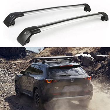 Imagem de 2 barras transversais de bagageiro traváveis para Mazda CX-50 2022 2023 - Prata