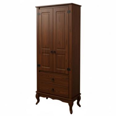 Imagem de Armário em Madeira Maciça com 2 Portas 2 Gavetas Tabaco