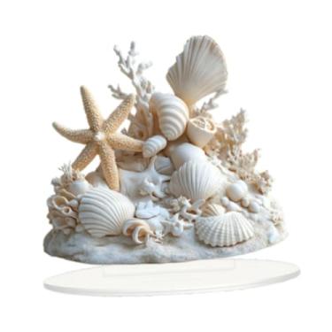 Imagem de Generic Placa de Mesa 2D Plana em Acrílico com Desenho de Estrela-do-mar E Coral Oceânico, Leve E Elegante.