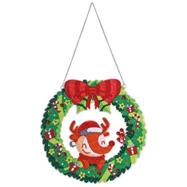 Imagem de Kit de enfeites guirlanda redonda pintura diamante 5D para decoração janela parede e porta adultos crianças