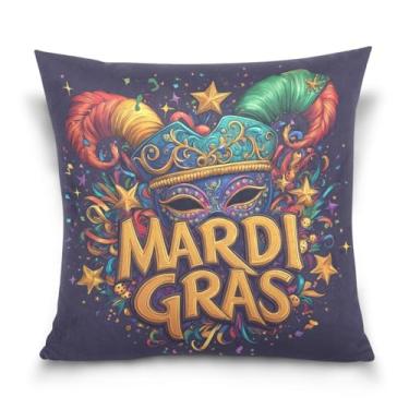 Imagem de ATTX Capas de almofada de máscara colorida de carnaval 50 x 50 cm capas decorativas com zíper para sala de estar sofá-cama (532)