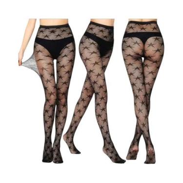 Imagem de Meias-calças Femininas Sensuais De Malha Transparente Com Estampas Gót