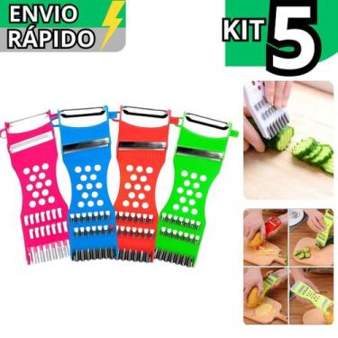 Imagem de Kit 5 Descascador Ralador Fatiador Multifuncional 5 em 1 de Legumes Fr