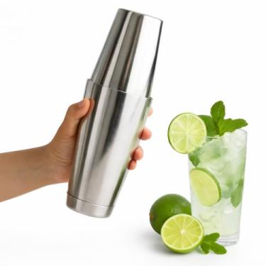 Imagem de Coqueteleira Aço Inox 820 Ml Profissional Boston 2 Peças Prateado