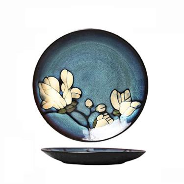 Imagem de Conjunto de tigelas de cerâmica para sobremesa, tigelas de imersão de cerâmica, prato de jantar, utensílios de mesa, pratos de cerâmica redondos, flores únicas, bonitas, elegantes, pintadas à mão