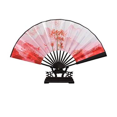 Imagem de Ventilador de mão dobrável para, ventiladores dobráveis, ventilador grande chinês e pano de madeira ventilador de mão personalidade ao ar livre ventilador decorativo decoração de presente de casamento