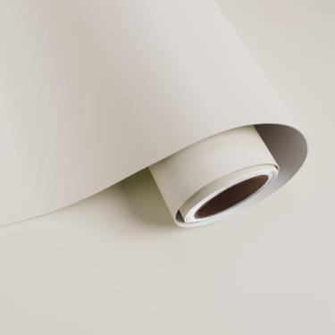 Imagem de VaryPaper Papel de parede branco fosco de 39,9 cm x 199,9 cm, papel de parede branco creme sólido para quarto de berçário, papel de parede autoadesivo, à prova d'água, envoltório de vinil para armário