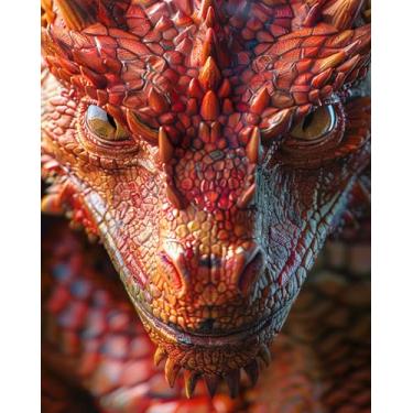 Imagem de Pintura por número para adultos, fantástica pintura de dragão por números, kits de pintura de dragão adulto por números em tela com 3 pincéis e pigmento acrílico, 40,6 x 50,8 cm tinta por número para