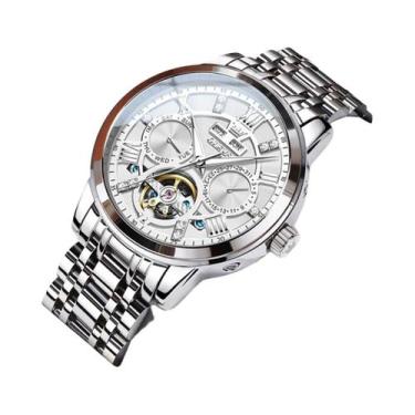 Imagem de Relógio Mecânico Automático Masculino OLEVS À Prova D'água Com Esquele