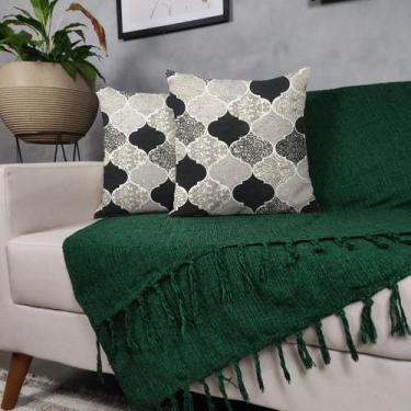 Imagem de Kit Manta Para Sofá Verde + 2 Capas De Almofada Com Zíper Cor:02 - Gen