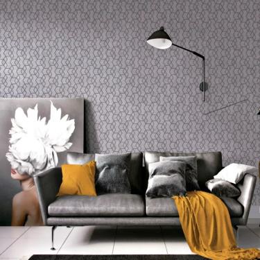 Imagem de Papel de Parede Essencial Geométrico Cinza e Prata ESS1027