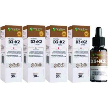Imagem de Vitamina D3 K2 30 ml 4 frascos gotas 2000 ui por gota - Floral Ervas D