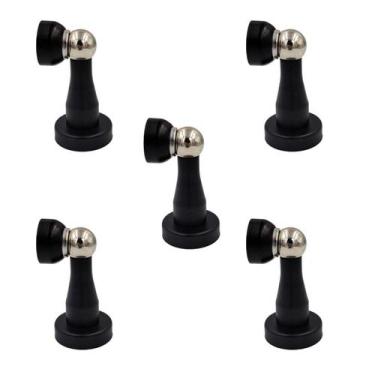 Imagem de Kit 5 Prendedor Batedor De Porta Magnetico Preto Fosco - Portaberta