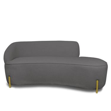 Imagem de Sofá 3 Lugares Orgânico 180cm Pé Ferro Dou Morgan Bouclê L01 - D'rossi Cor Grafite