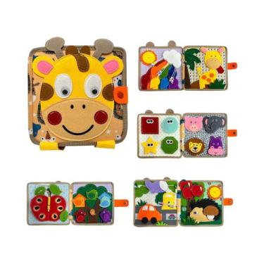 Imagem de Brinquedo Montessori Com Tema De Girafa, Livro De Feltro 3D Para Habil