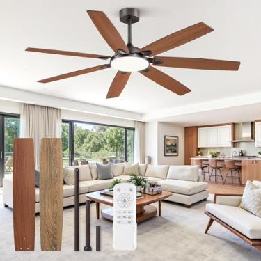 Imagem de Fanbulous Ventiladores de teto grandes de 152 cm com luzes e controle remoto, ventilador de teto moderno bronze óleo com luz LED 3CCT, motor CC silencioso, ventilador de teto interno/externo com 7