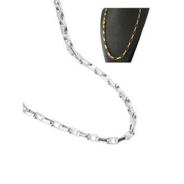 Imagem de Corrente Cordão 70Cm Tijolinho Elo Quadrado 2Mm Prata - Visujoias