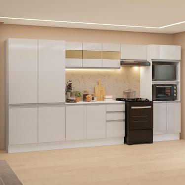 Imagem de Armário de Cozinha Completa 100% MDF 350cm Smart Branco Brilhante Madesa 01