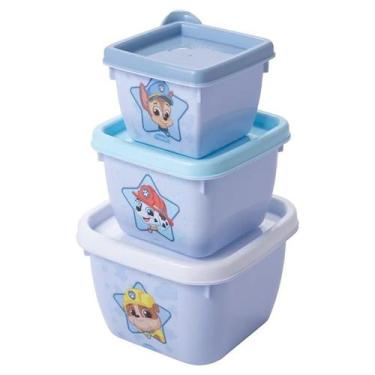Imagem de Conjunto de Potes de Plástico Infantil Bebê Conect 3 Unidades Quadrado