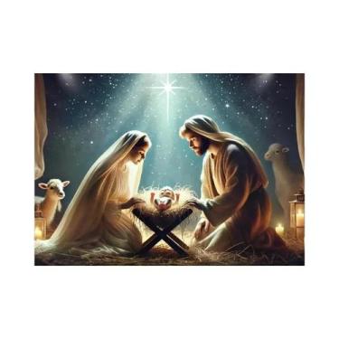 Imagem de Cenário De Natal Para Festa: Presépio Com Maria, José, Jesus E Estrela