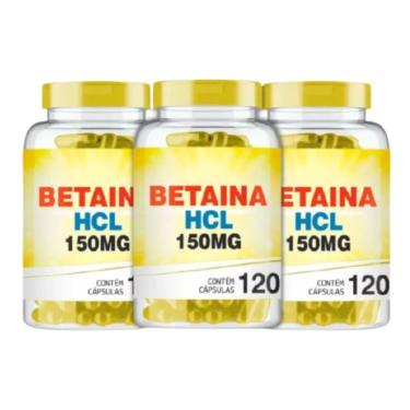 Imagem de Cloridrato De Betaína 150mg 120 Cáps No Kit Leve 3 Pague2