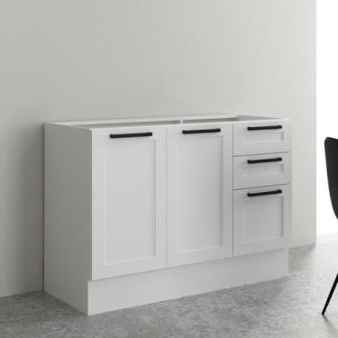 Imagem de Balcão 120cm em Mdf com 2 Portas 3 Gavetas Divisor de Talheres e Rodap