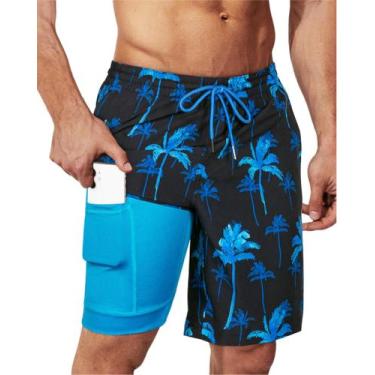 Imagem de Calções de banho masculinos SURF CUZ 9", forro de compressão Quick Dry