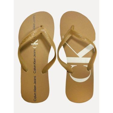 Imagem de Chinelo Calvin Klein Jeans Logo Flow White Cáqui-Masculino