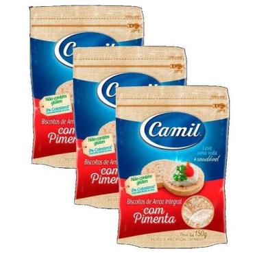 Imagem de 3 Biscoito Salgado Arroz Camil Com Pimenta Integral 150 G
