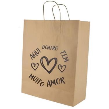 Imagem de Sacolas papel com alça reforçada pequena presente 100 unidad - MLBpel