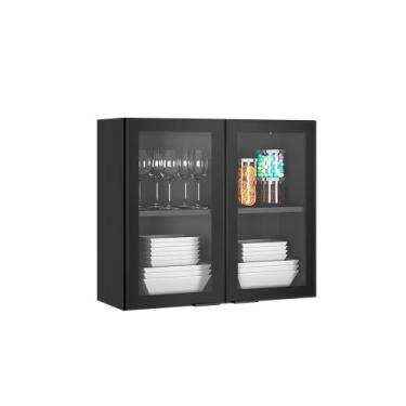 Imagem de Armário Aéreo de Cozinha Exclusive Itatiaia 2 Portas com Vidro, GRAFIT