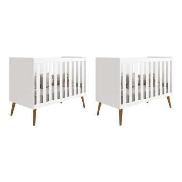 Imagem de Kit Gêmeos Berço Americano Isis - Reller Móveis, Branco