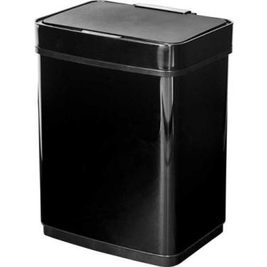 Imagem de Lixeira Retangular 50L Preta Com Sensor Aço Inox Vonder