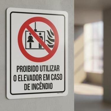 Imagem de Placa Acm Utilizar Elevador Caso Incêndio Ícone 18X23 - Sinalizo