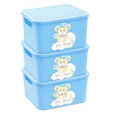 Imagem de Kit 3 Cestos Organizador 3,5l Bebe Cores Rattan Caixa Oferta - - Monte