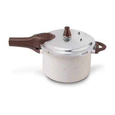 Imagem de Panela de Pressão 20 cm Ceramic Life Pressure com Indução 4,2L Vanilla