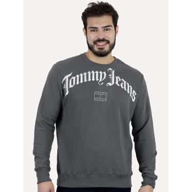 Imagem de Moletom Tommy Jeans Masculino Regular Crewneck Grunge Logo Grafite-Masculino