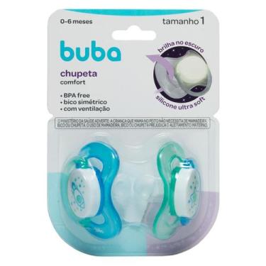 Imagem de Kit 2 Chupeta Comfort Buba Tamanho 1 Noturna Foguete
