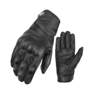 Imagem de Luvas De Couro Retrô Para Motociclistas Masculinos, Luvas Protetoras A