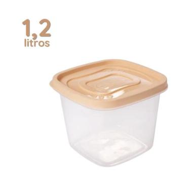 Imagem de Pote Porta Mantimentos Marmita Vasilha Quadrado Alto 1,2 L Plástico Ta